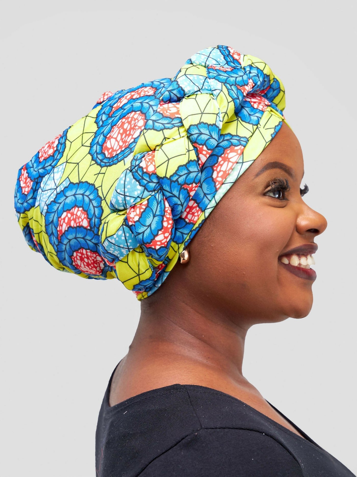 Aisha Fashion World Turban - Blue / Yellow Print - Shopzetu