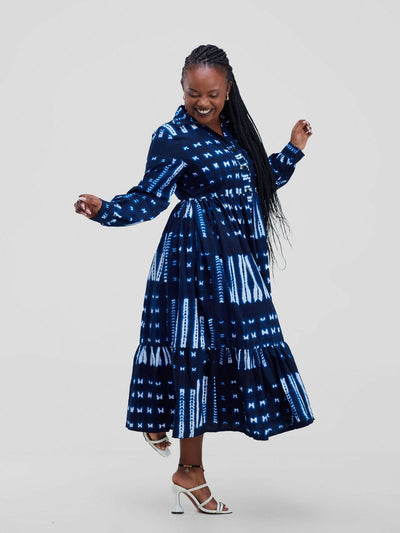 Izulu Kenderi Midi Dress - Navy Blue - Shopzetu