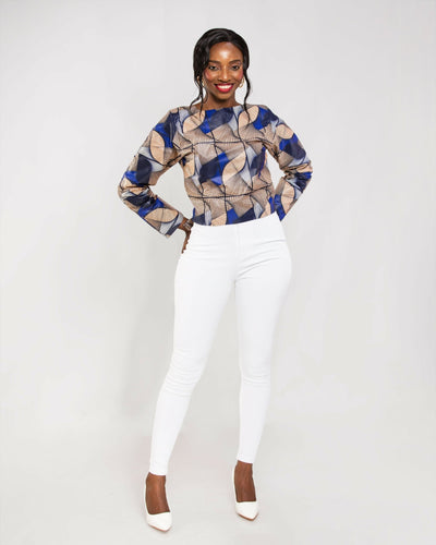 Da'joy Fashions Utica Ankara Top - Blue - Shopzetu