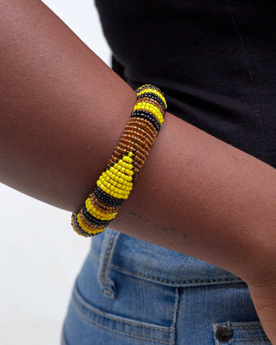 Ankara Hub Maasai Bracelet - Yellow - Shopzetu