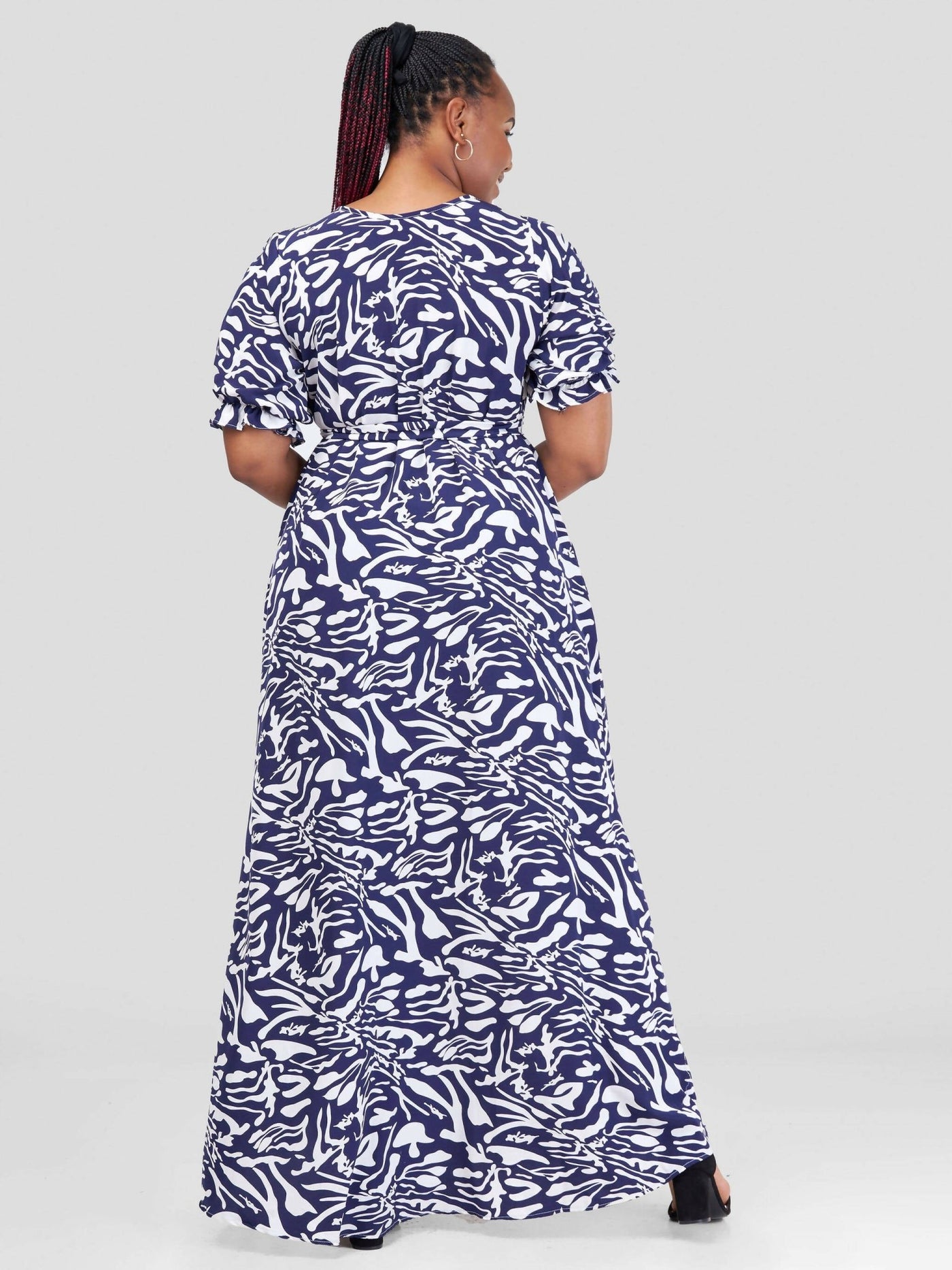 Phyls Collections Mtwapa Maxi Dress - White / Purple Zebra Print - Shopzetu