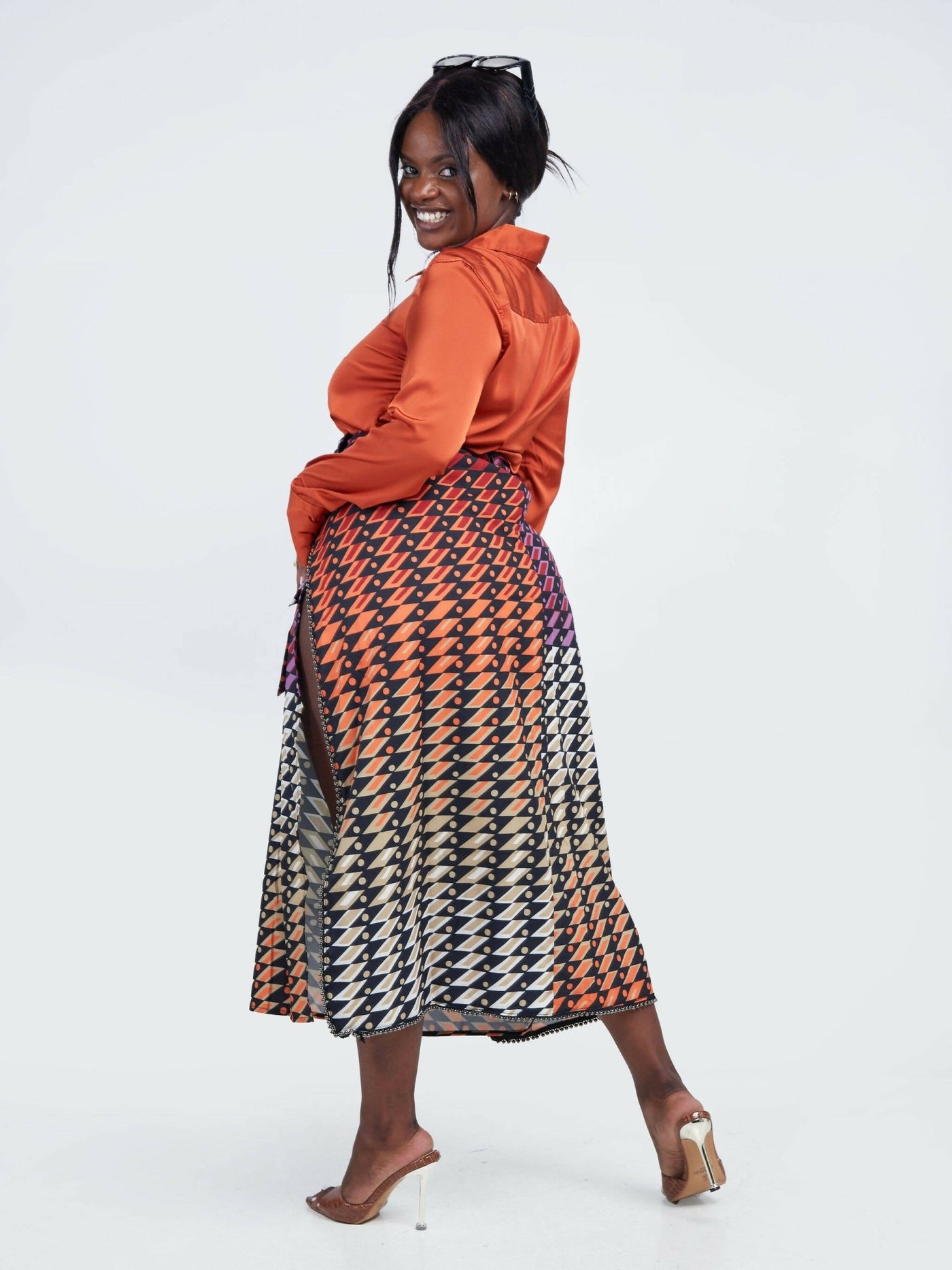 Belle Femme Meet the Parents Skirt Set - Orange - Shopzetu