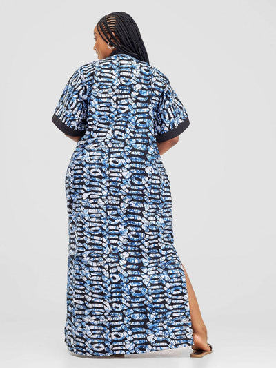 Kidosho Samara Dress - Light Blue / Black Print - Shopzetu
