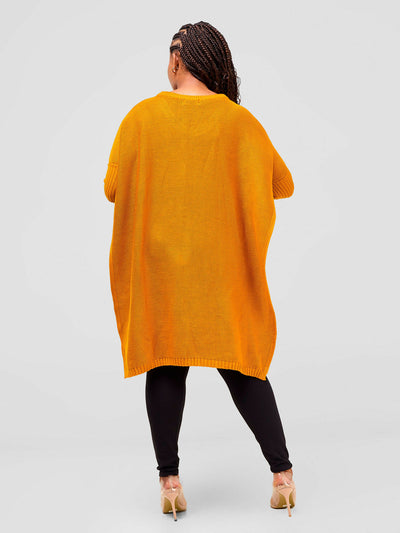 Anel's Knitwear Drop Shoulder Poncho - Mustard