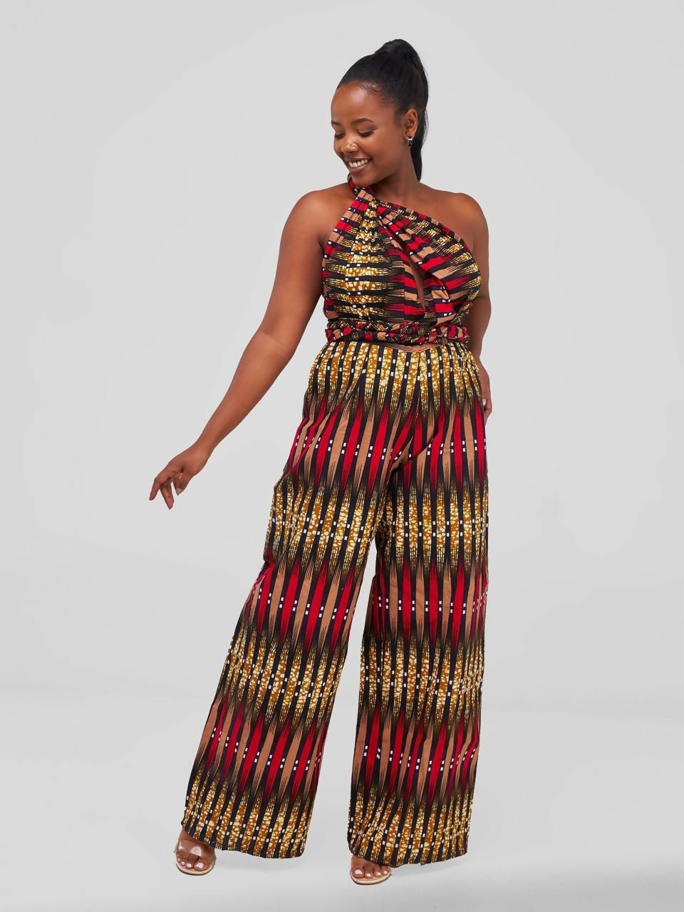 Merli Africa Summer Infinity Jumpsuit - Brown Print - Shopzetu