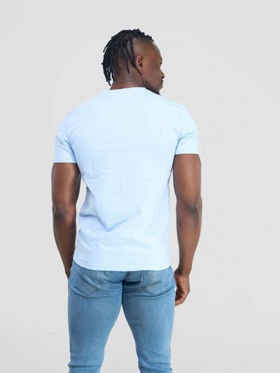 Stylish Sisters Men Plain T-shirt - Sky Blue - Shopzetu