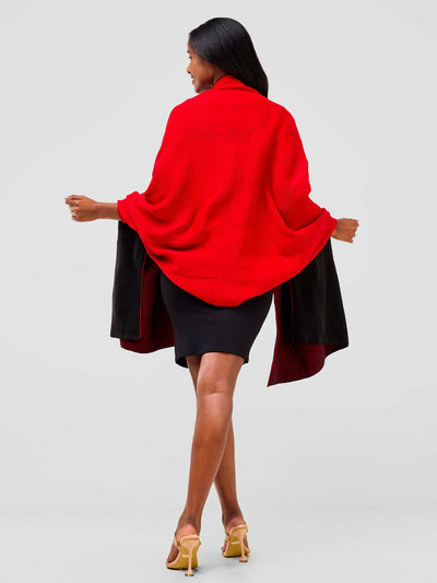 Anel's Knitwear Stunner Poncho - Red / Black
