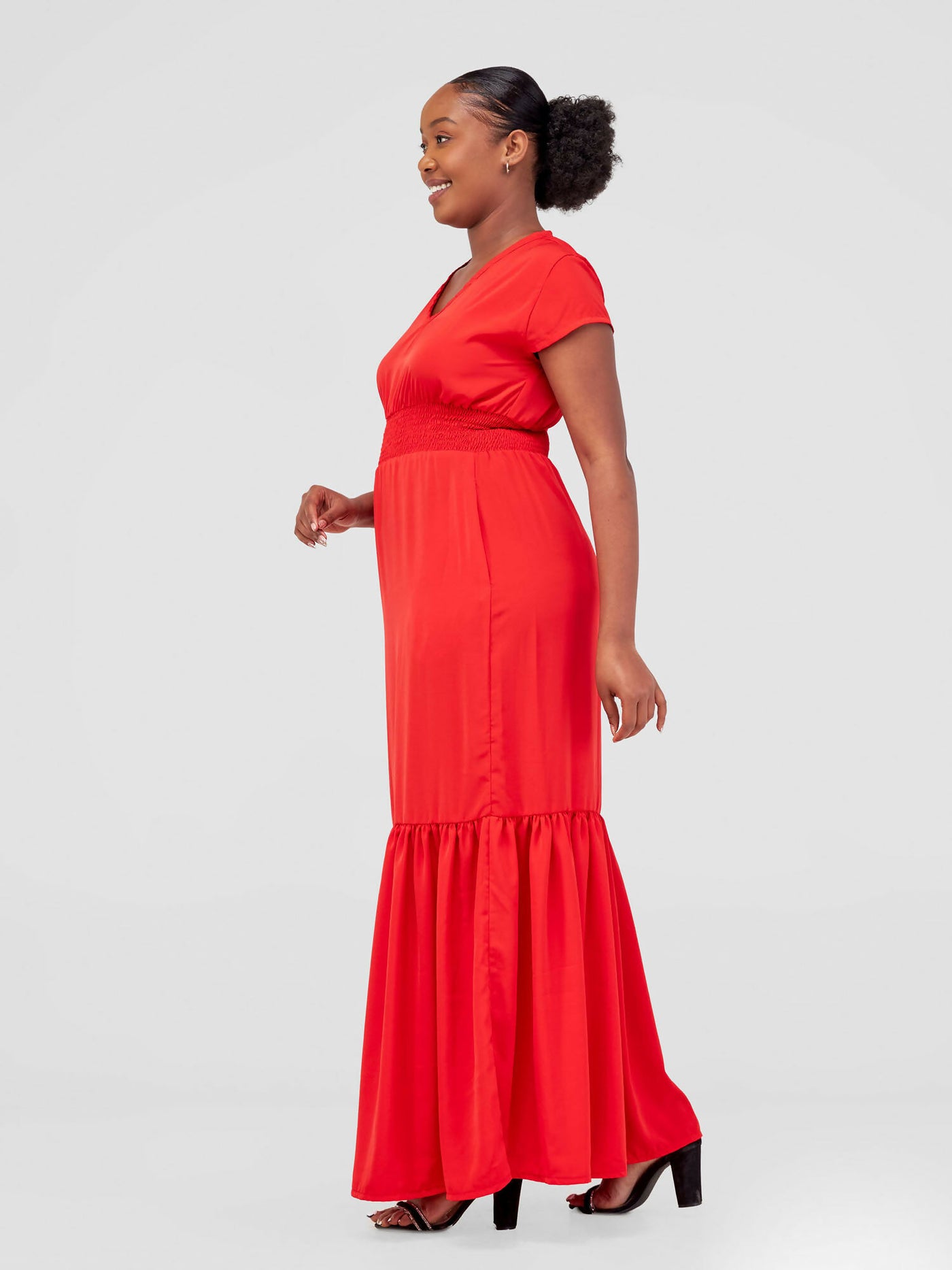 Zamaya Stitches Maxi Dress - Red