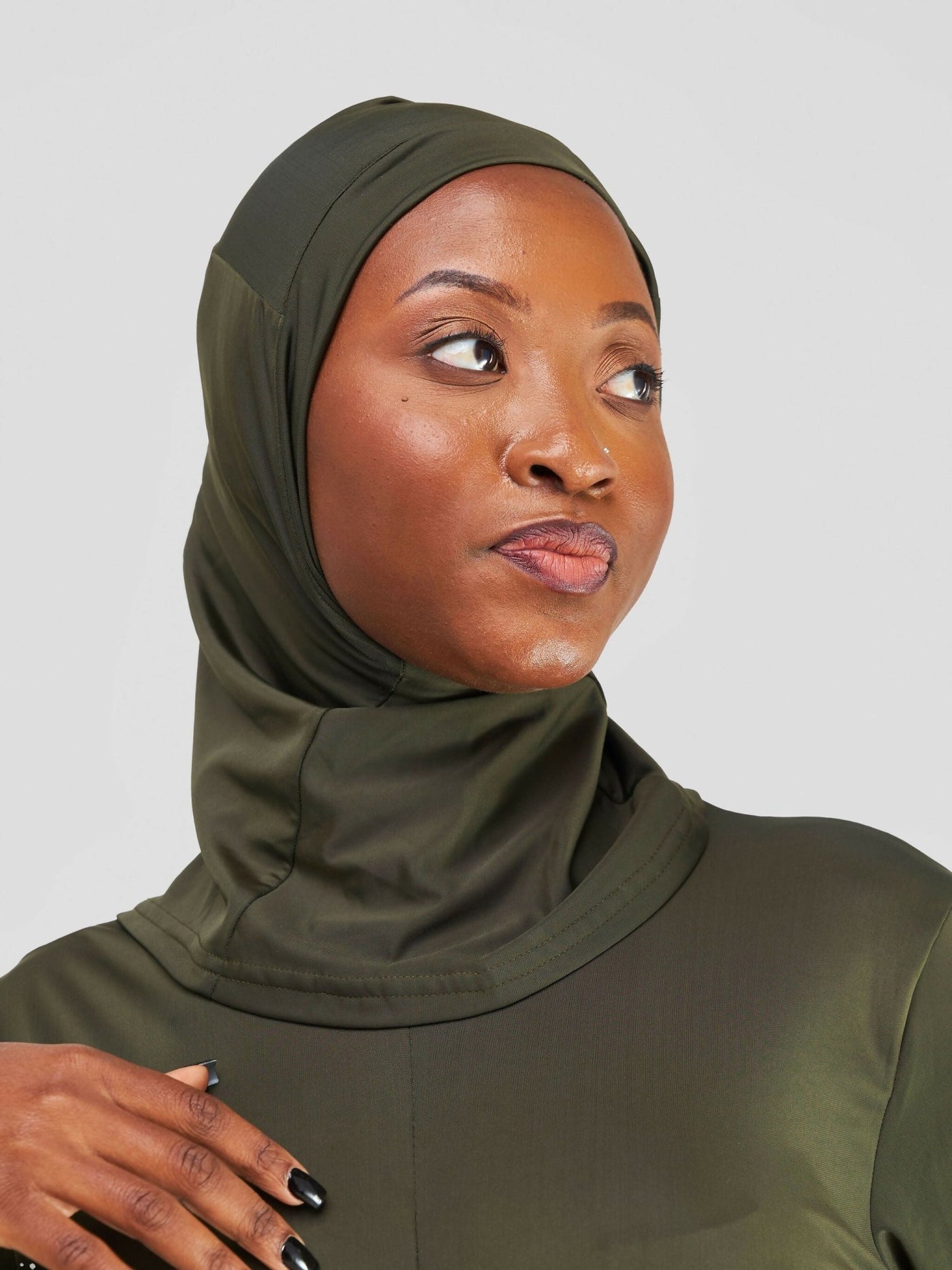 Zaiba Creations Modest Workout Skirt Jumpsuit With Hijab Set - Olive Green - Shopzetu