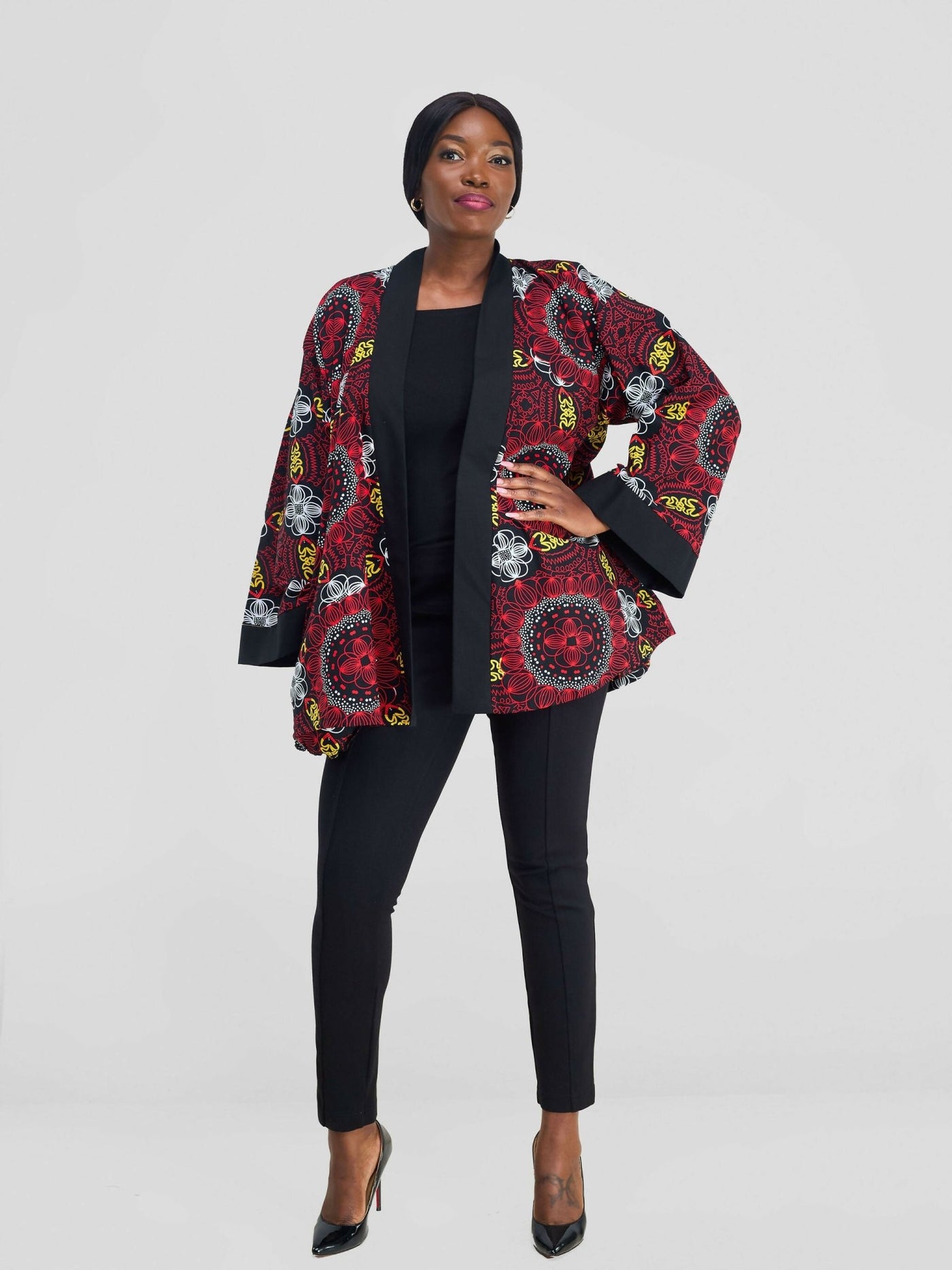 Simbaress Tausi Short Kimono - Black / Red - Shopzetu