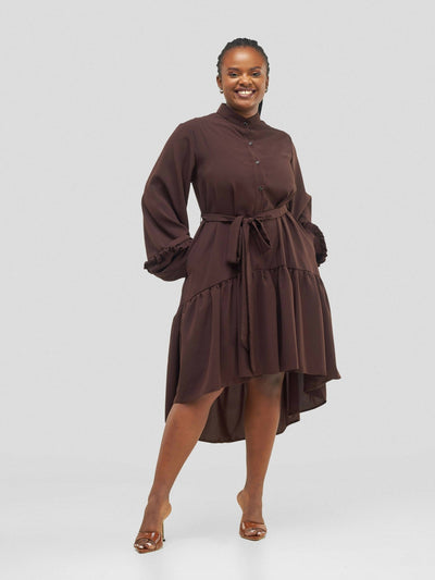 Purple Thread Rio Shirt Dress - Brown - Shopzetu