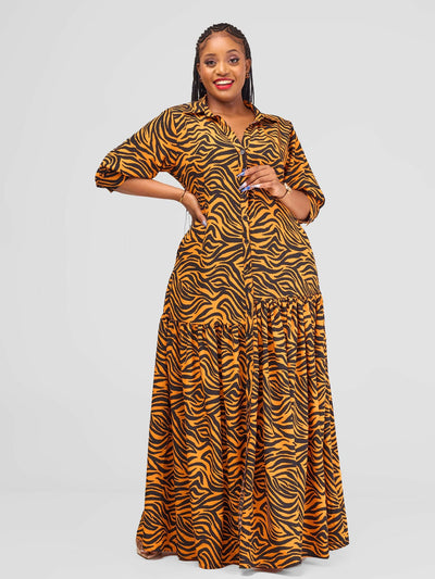 Salok Havilah Ella Dress - Orange Print - Shopzetu