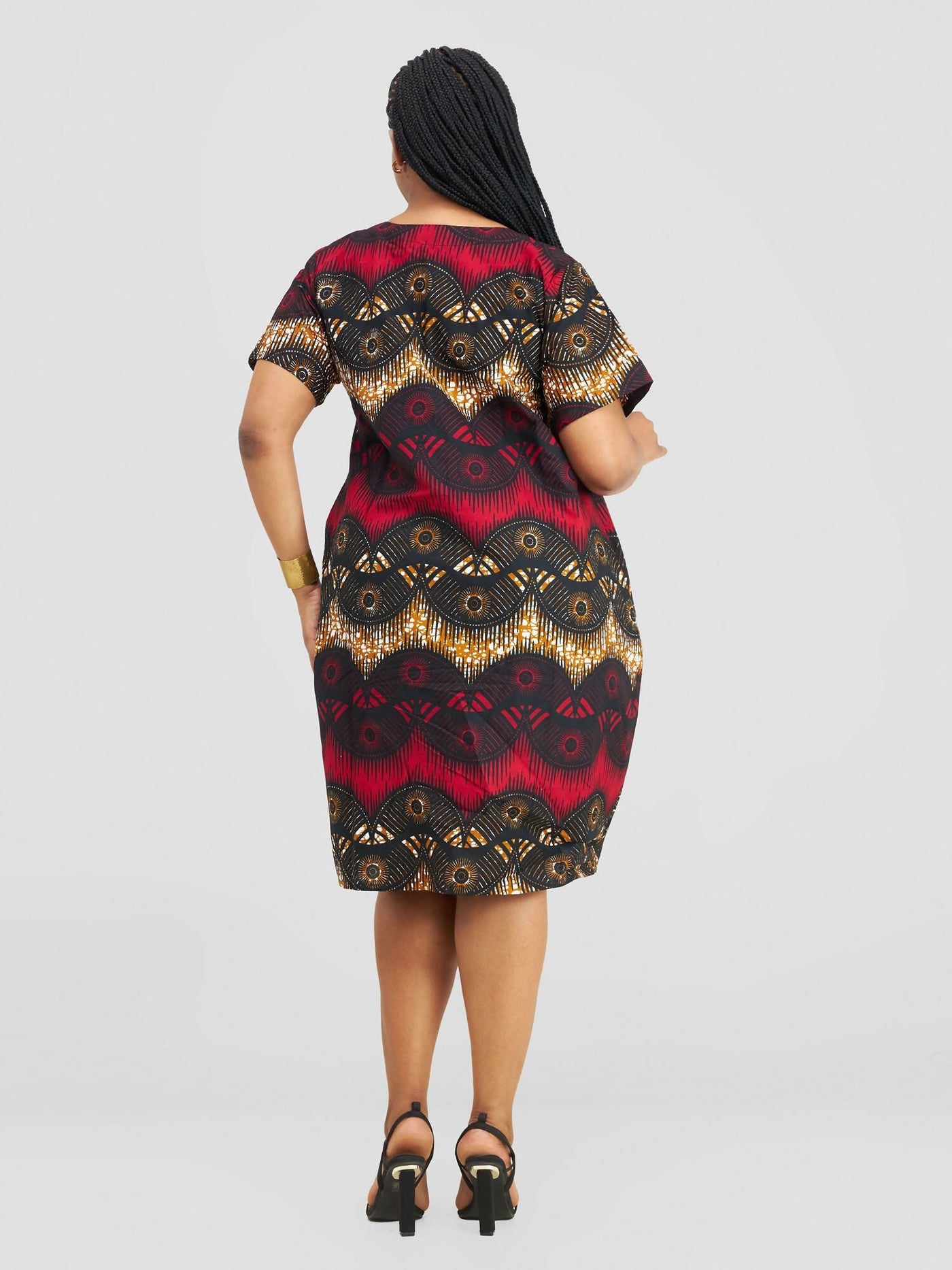 Prettygline Ankara Dress - Red/Black - Shopzetu