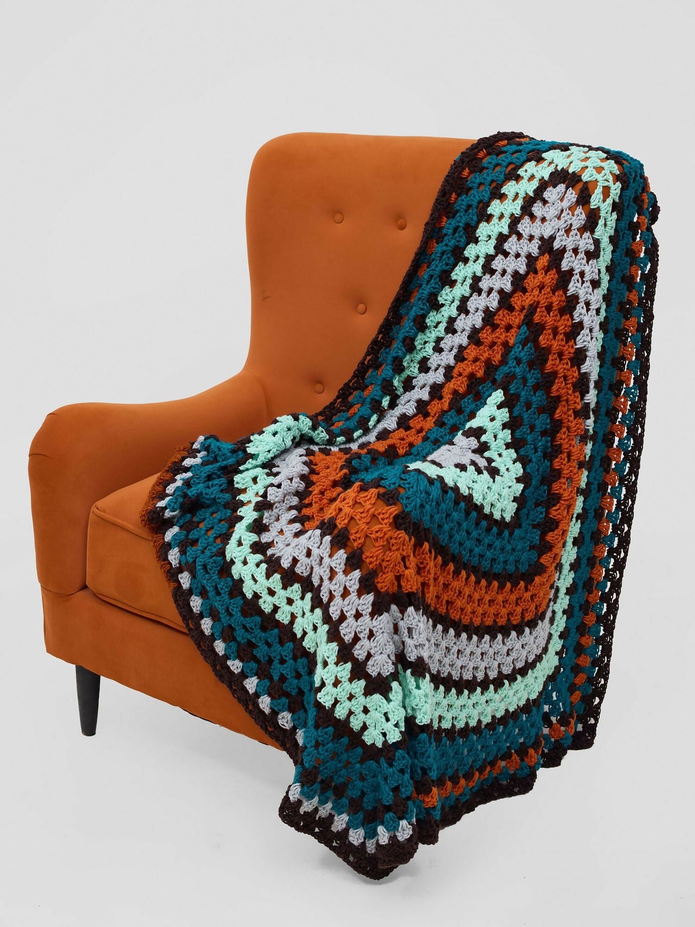 Ogfra Knits Giant Granny Square Throw Blanket - Green Print - Shopzetu