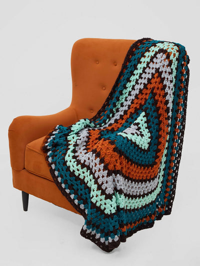 Ogfra Knits Giant Granny Square Throw Blanket - Green Print - Shopzetu