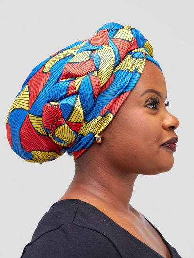 Aisha Fashion World Turban - Blue / Yellow Floral - Shopzetu