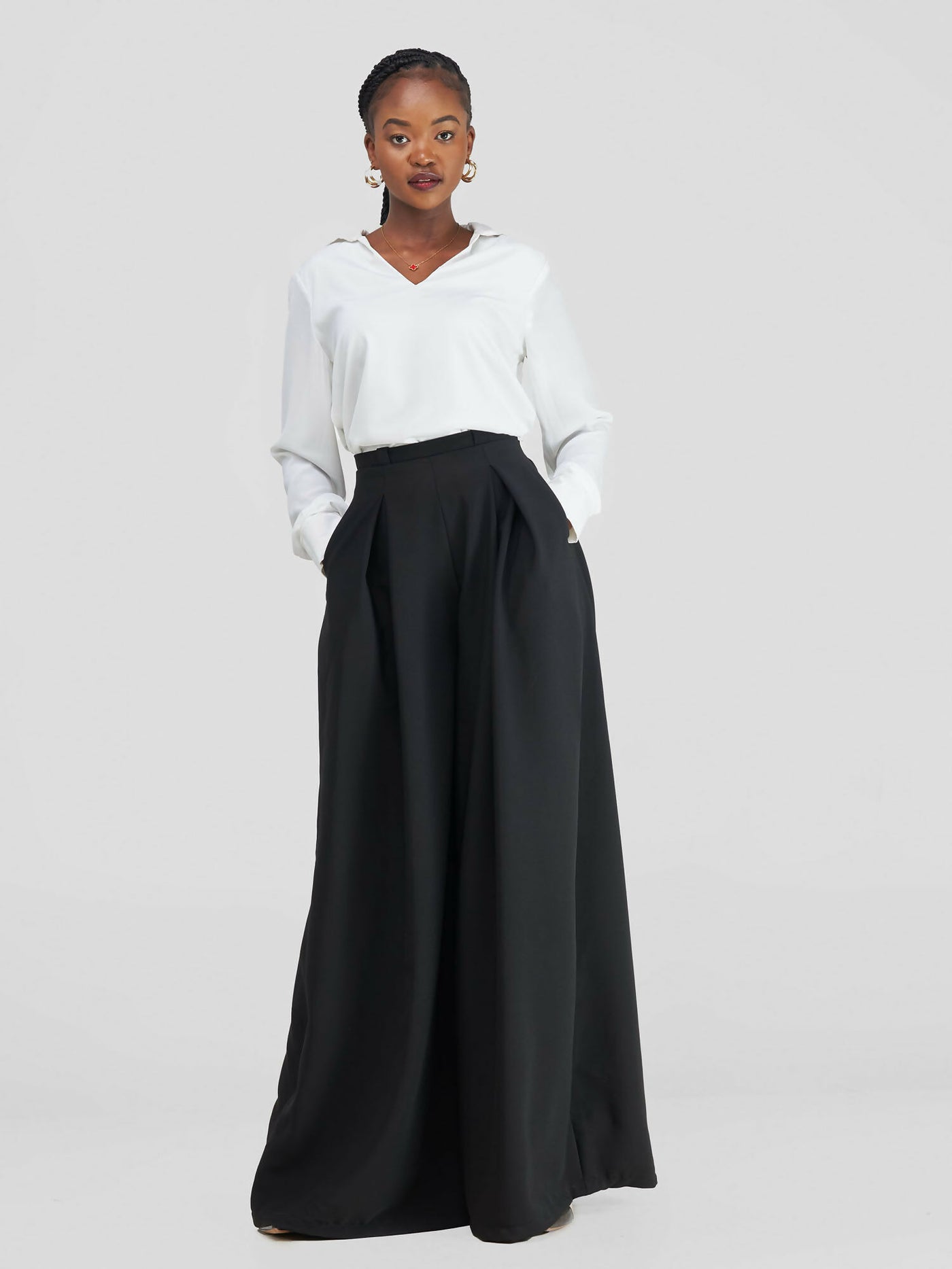 African Yuva Palazzo Pants - Black - Shopzetu