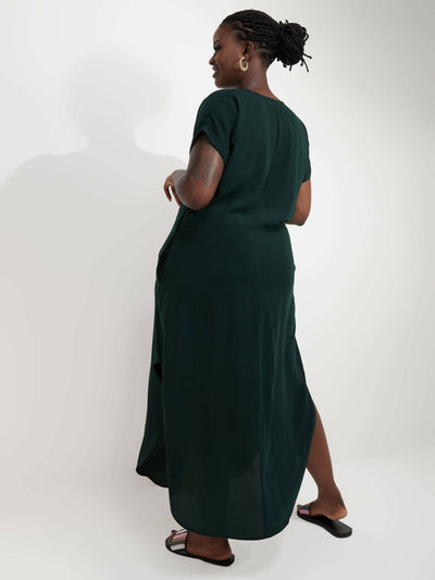 Salok Tanzi Maxi Dress - Dark Green - Shopzetu