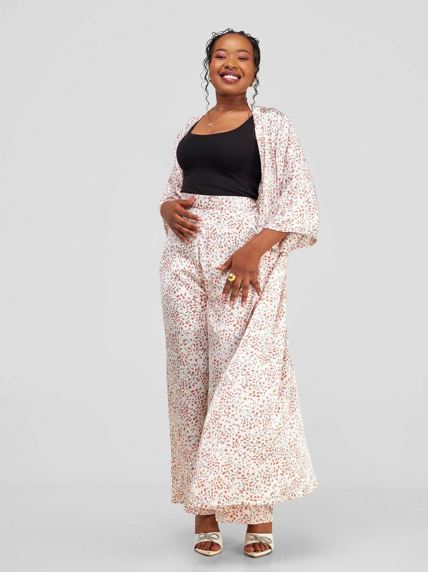 Tuli Lati Kimono - Off White Print - Shopzetu