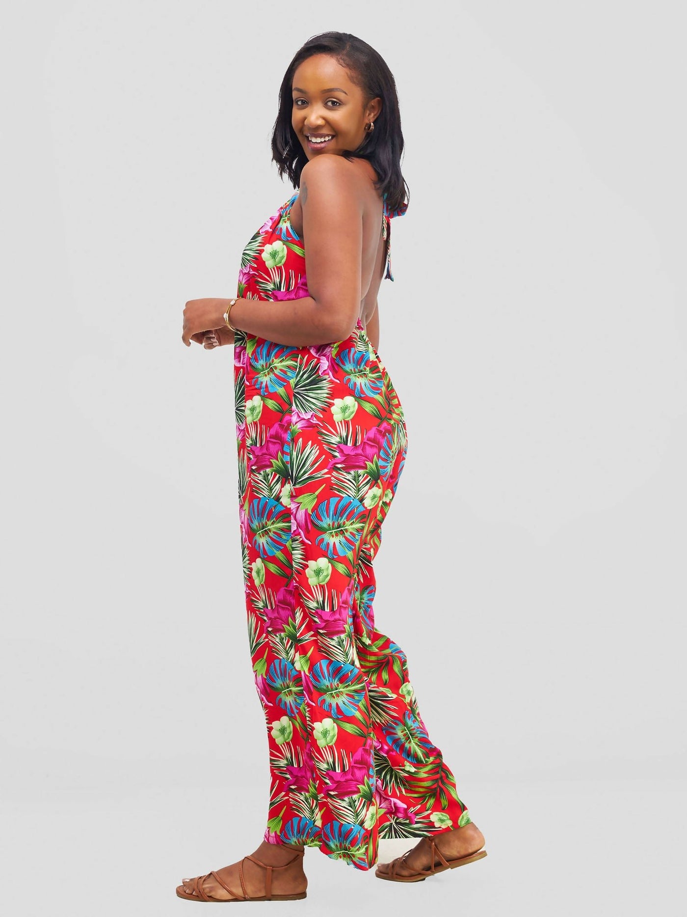 Stella Customized Kenya Floral Jumpsuit - Black / Red Floral - Shopzetu