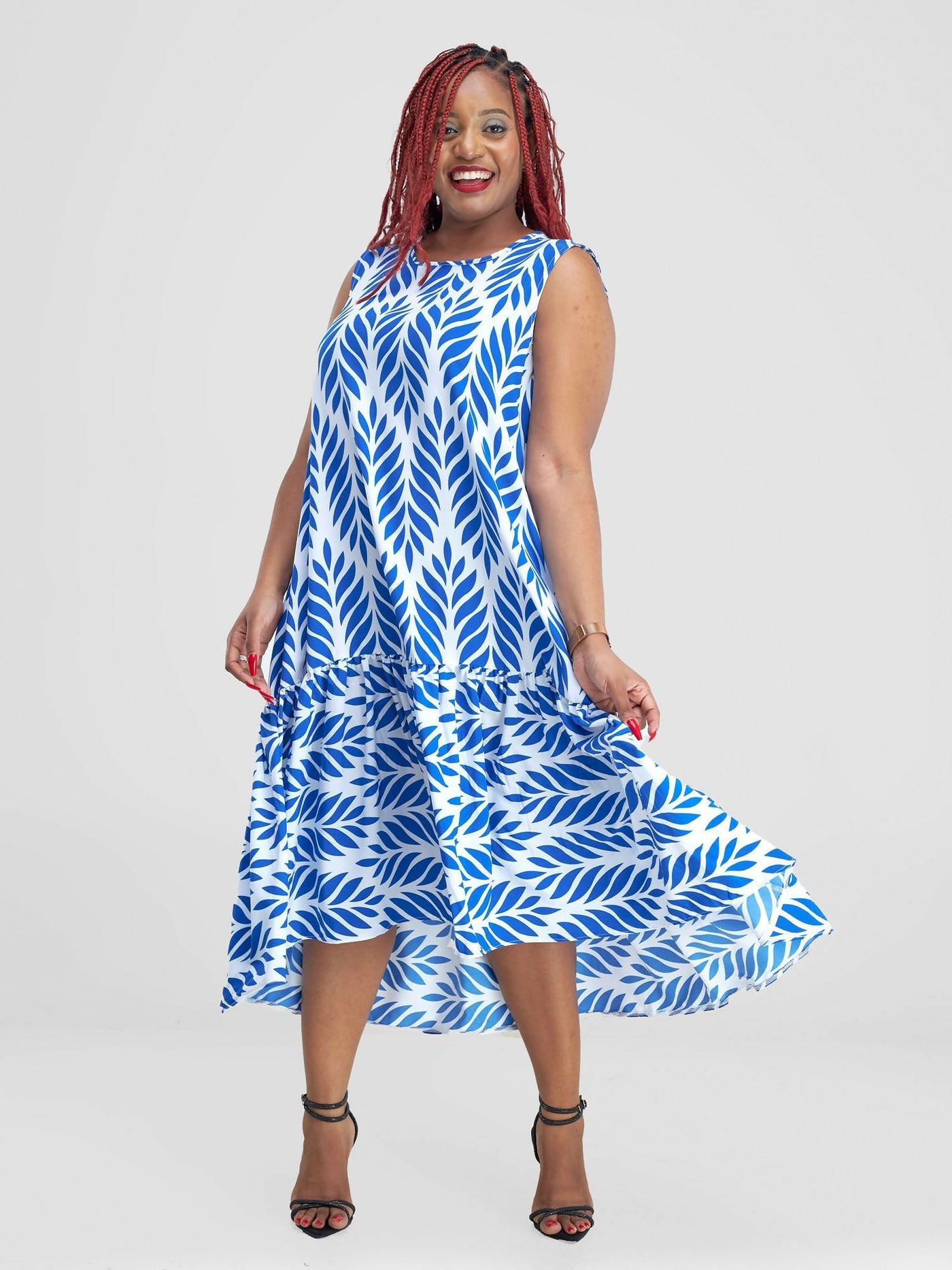 Lizola Angweng Maxi Dress - Blue / White - Shopzetu