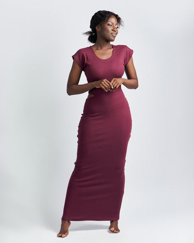 Zia Africa " Cutting Edge" Maxi Bodycon Dress - Burgundy