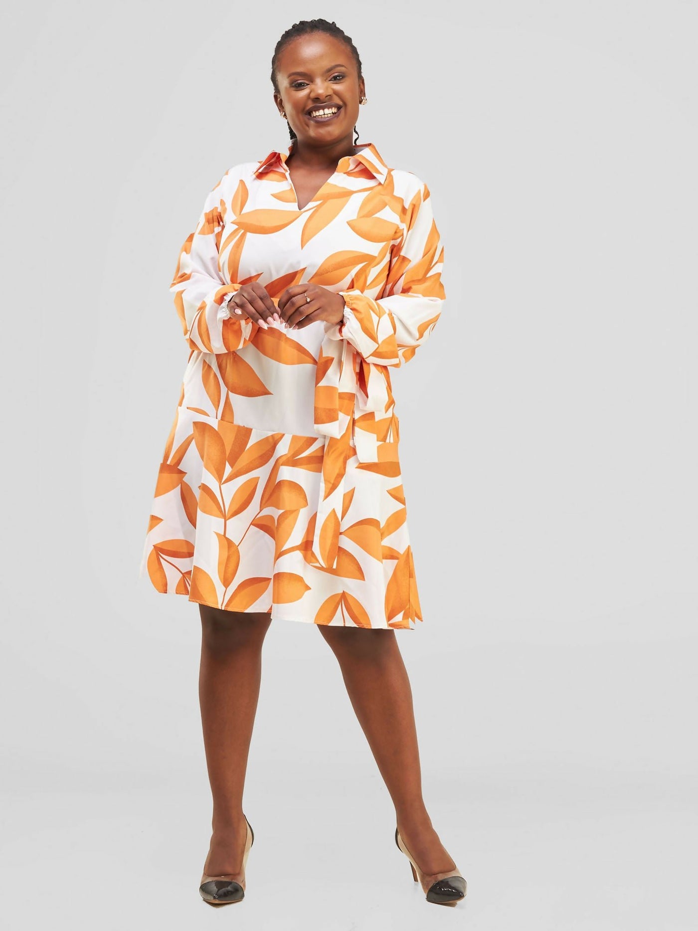 Salok Havilah Wear Arua Dress - Orange Print - Shopzetu