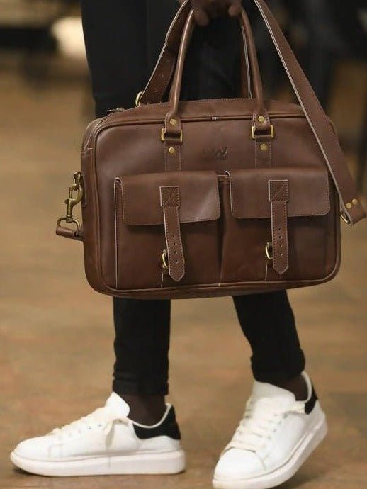 Wazawazi Apollo Briefcase - Brown - Shopzetu