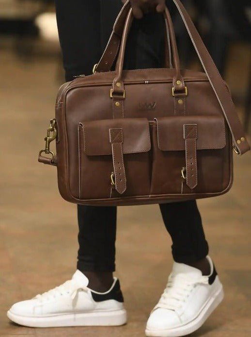 Wazawazi Apollo Briefcase - Brown - Shopzetu