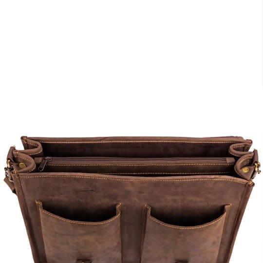 Wazawazi Wafula Leather Briefcase - Brown - Shopzetu