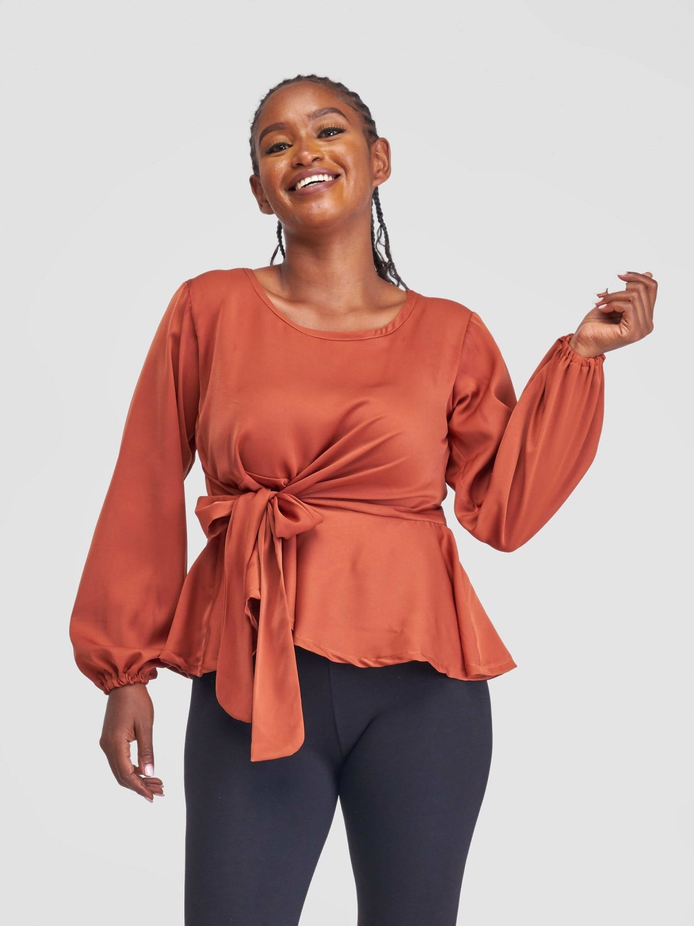 Silk House Collection Hulya Top - Copper Brown - Shopzetu