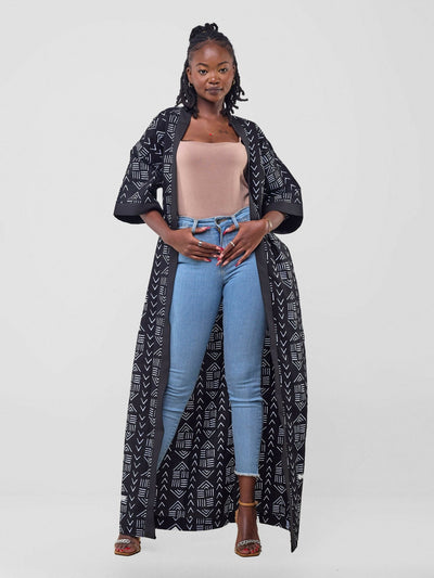 Izulu Larro 2 Print Kimono - Black - Shopzetu