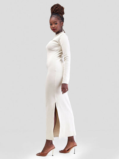 Zia Africa ''Bailey'' Bodycon Ribbed Maxi Dress - Beige#2