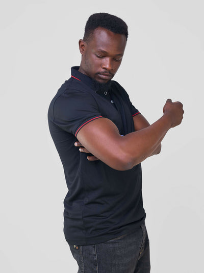 Short Sleeved Polo T/Shirt - Black - Shopzetu