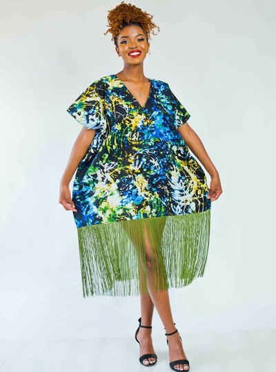 African Yuva Marigold Dress - Green - Shopzetu