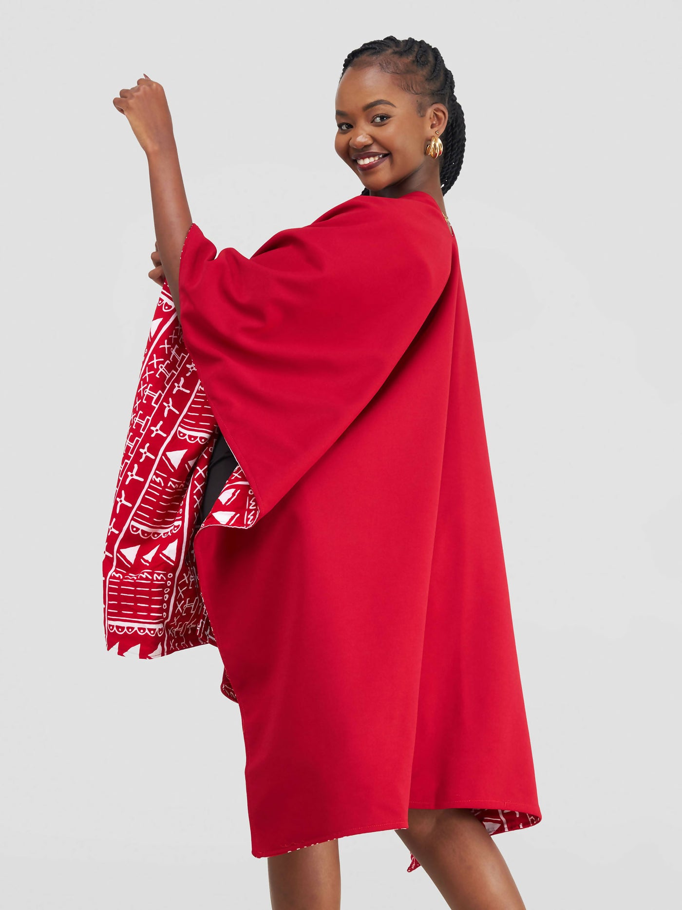 African Yuva Ndege Reversible Cape - Red - Shopzetu