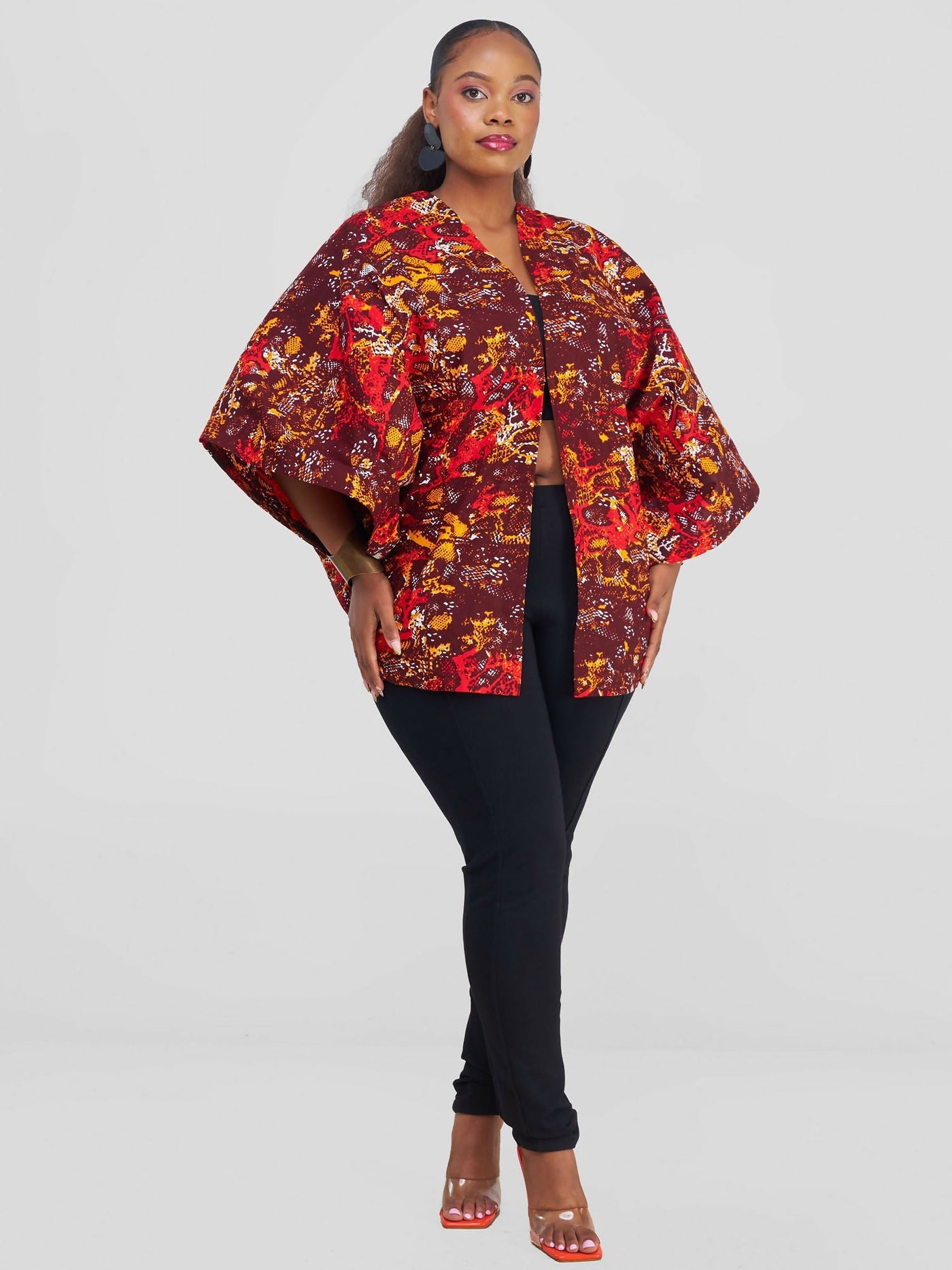 House Of Gladys Short Sienna Sunset Kimono - Brown - Shopzetu