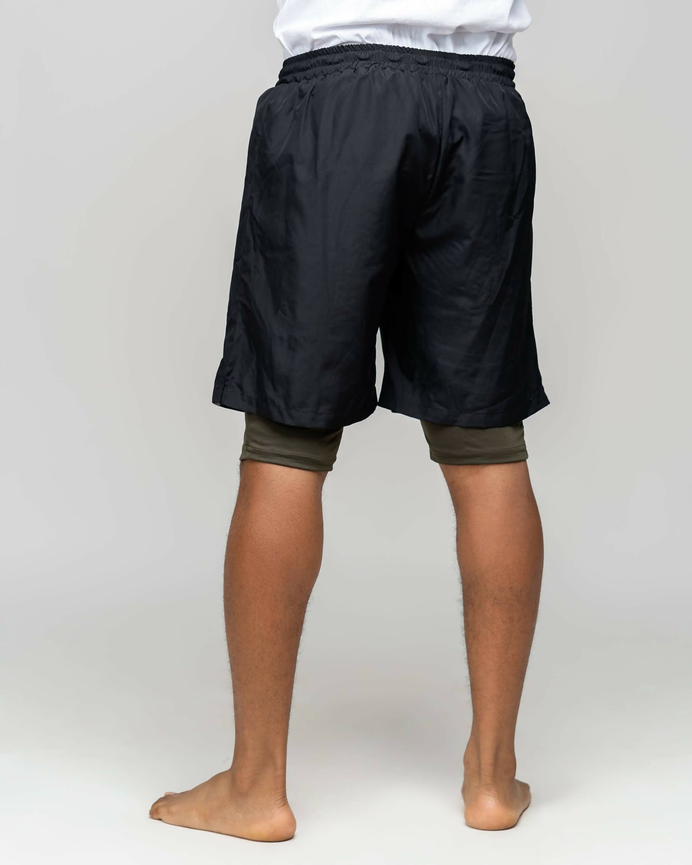 Modest Workout 2in1 Short Shorts - Black / Olive Green - Shopzetu