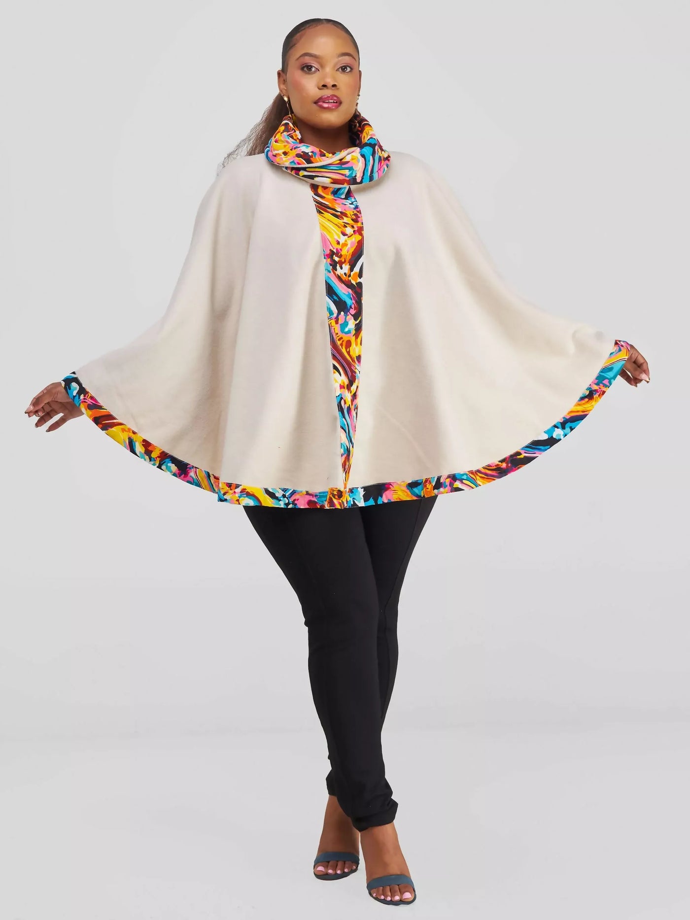 Rafiki Threads Vibe Turtle Neck Poncho - Beige