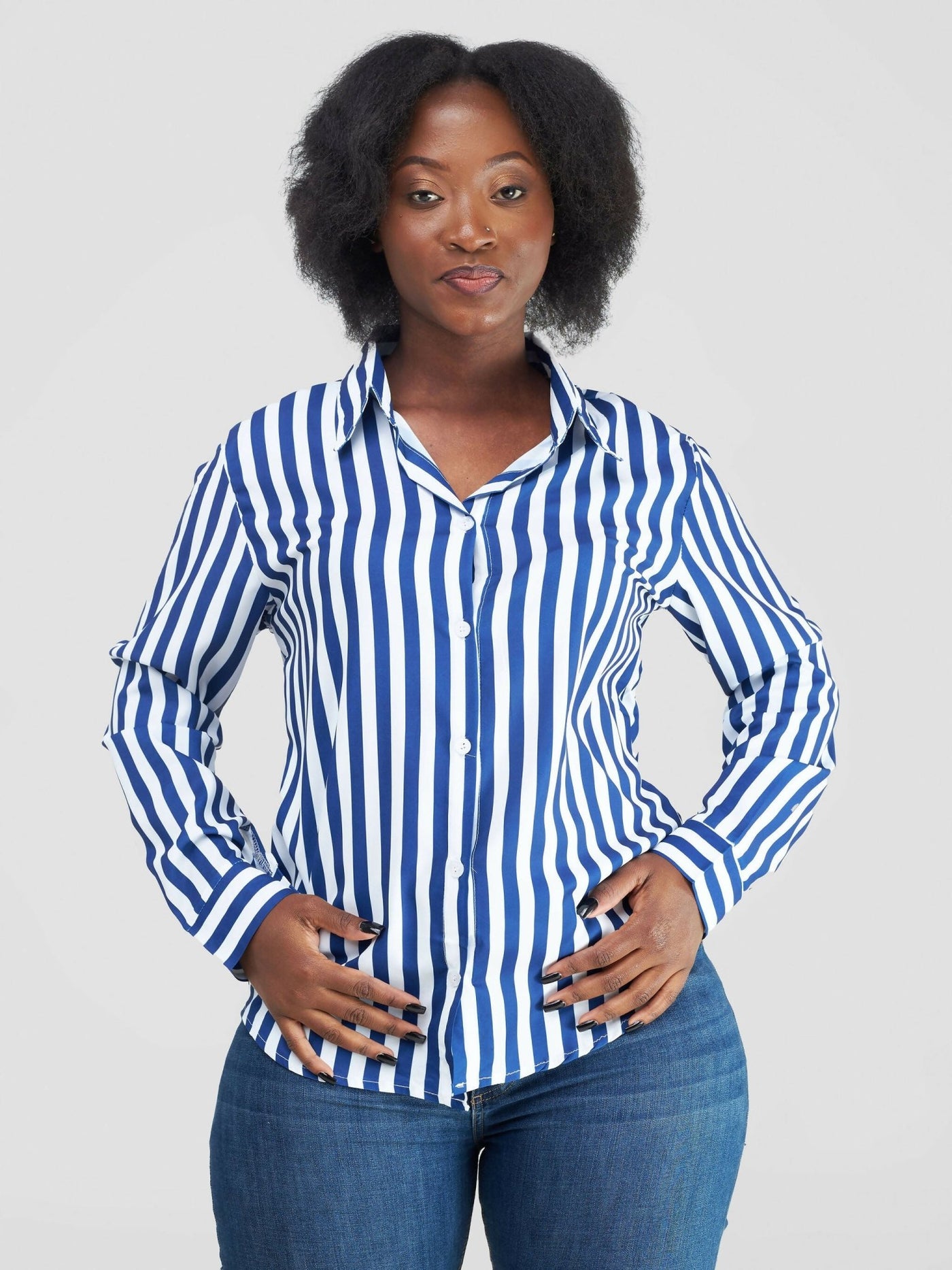 Stylish Sisters Stripped Official & Casual Shirt - Blue / White - Shopzetu