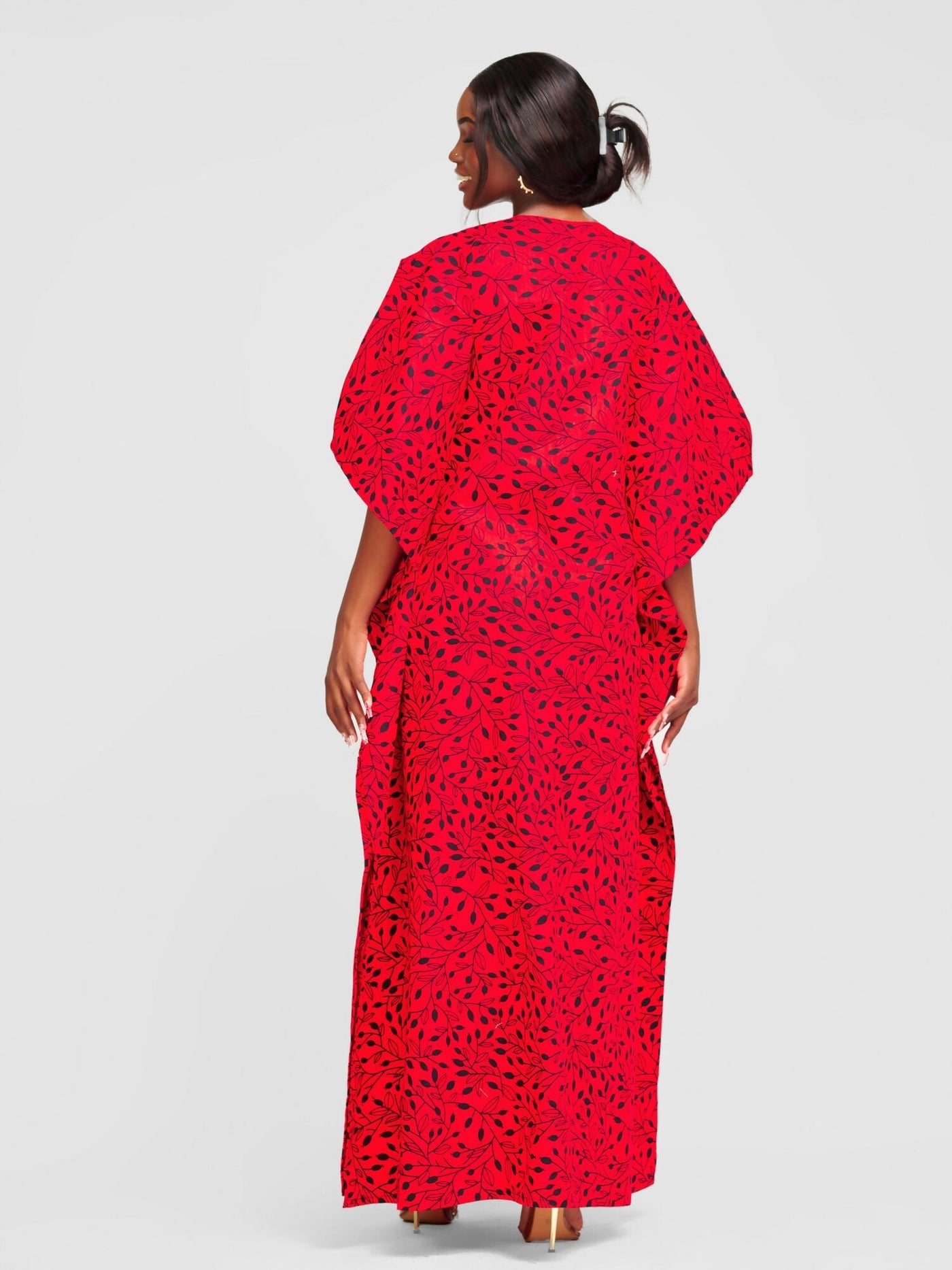 Tuli Jamilah Ankara Kaftan Dress - Black / Red - Shopzetu