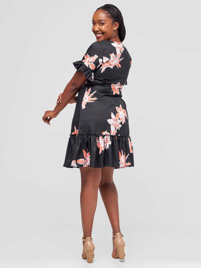 Inroses Hub Stargazer Lilies Dress - Black - Shopzetu