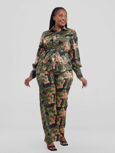 Silk House Collection Marcella Pant Set - Black Print - Shopzetu