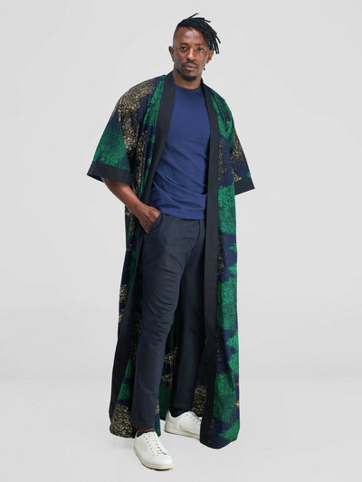 Simbaress Mkuu Long Kimono - Black / Green / Navy Blue - Shopzetu