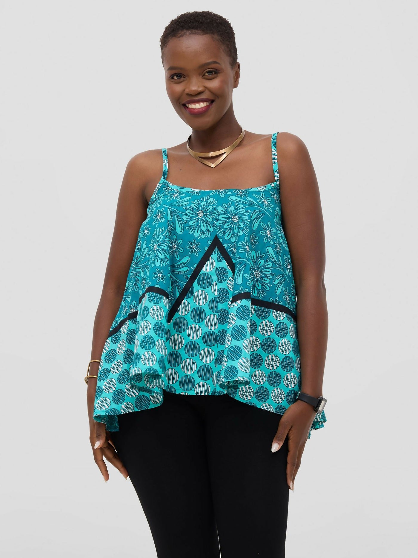 Leso Top - Turquoise Circle - Shopzetu