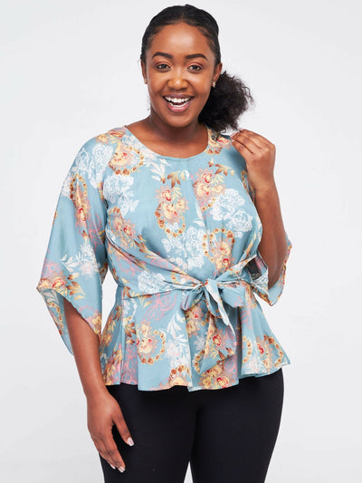 Silk House Collection Kezia - Blue Floral Print - Shopzetu