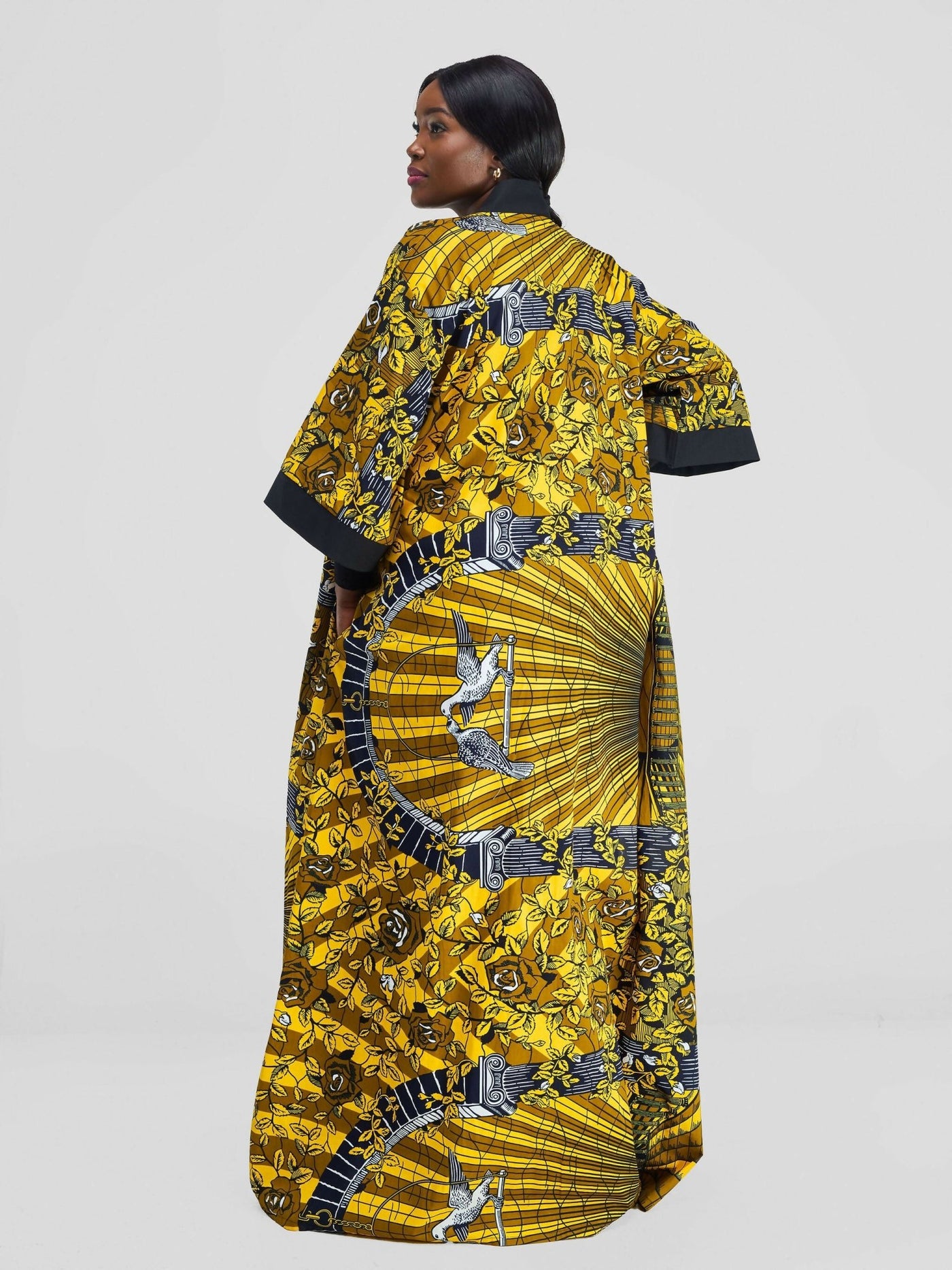 Simbaress Njano Long Kimono - Yellow / Black - Shopzetu