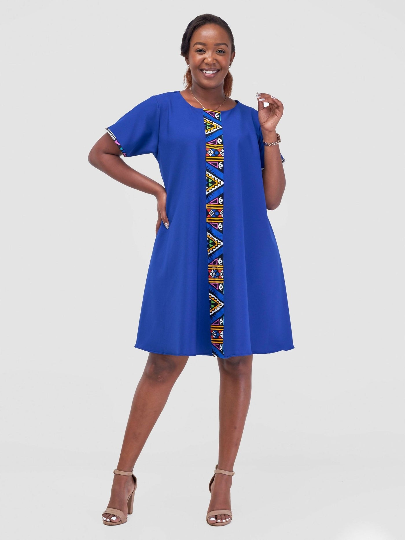 Chic Clique Tumaini Ankara Detail Dress - Blue - Shopzetu