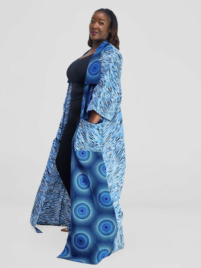 Simbaress Waridi Long Kimono - Blue - Shopzetu