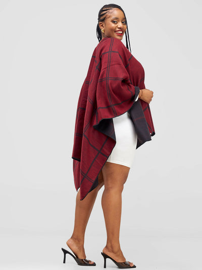 Afrodame Solid Poncho - Maroon